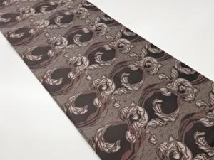 唐草横縞模様織出し全通洒落袋帯